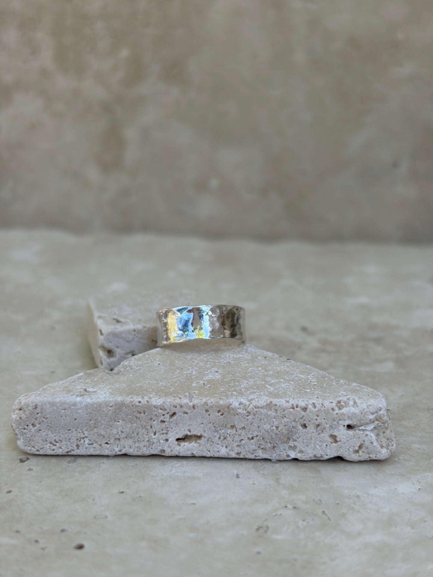 thick hammered stacker band