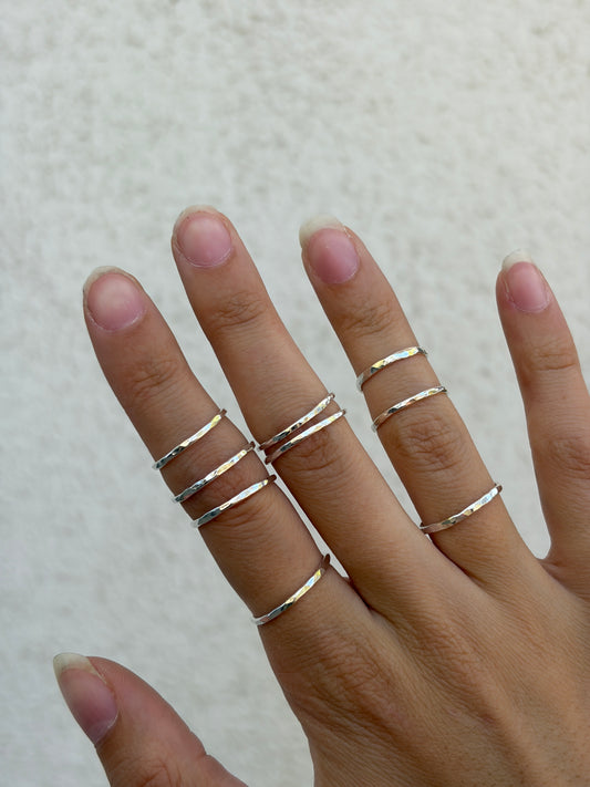 thin hammered stacker band