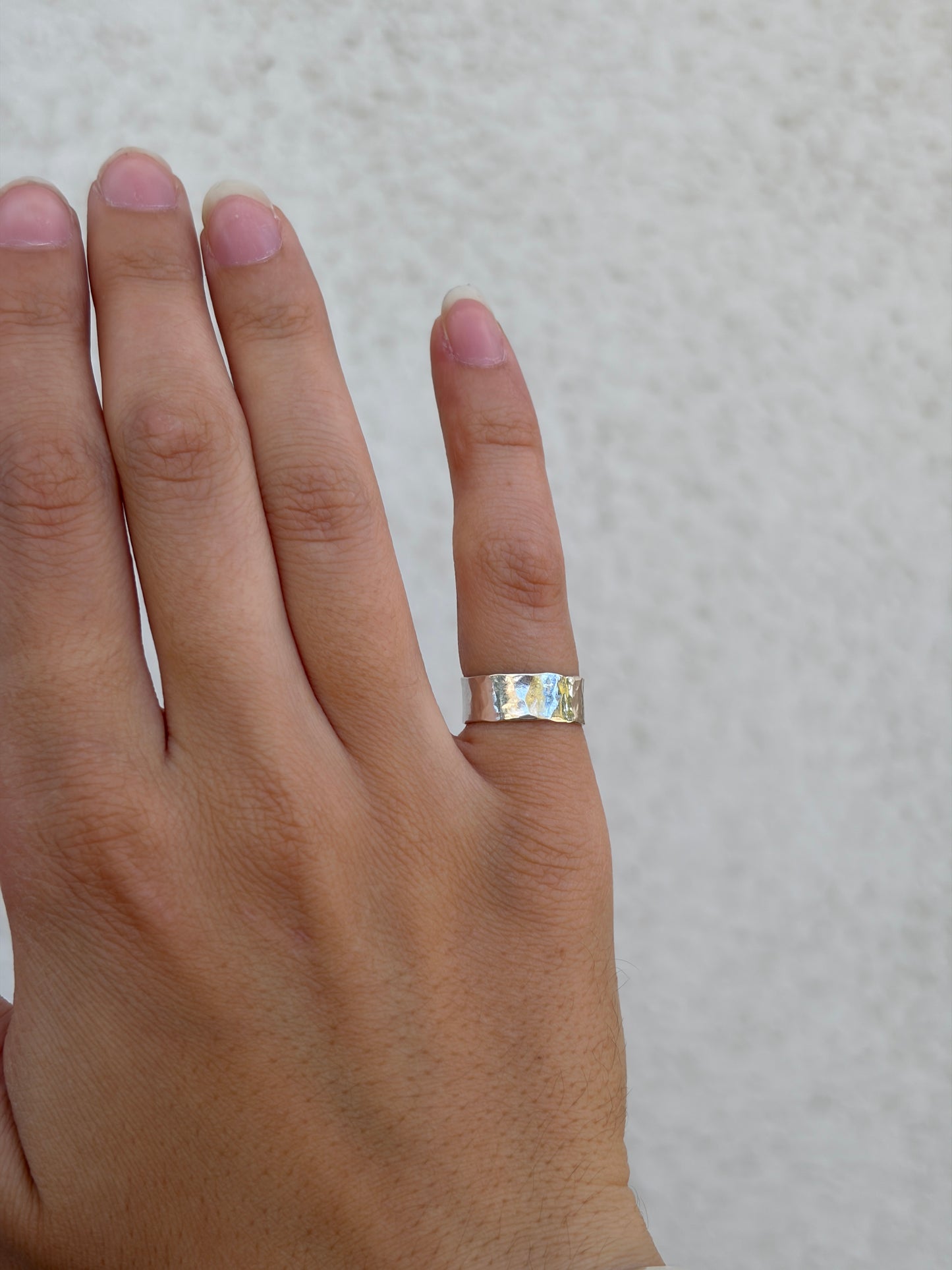 thick hammered stacker band